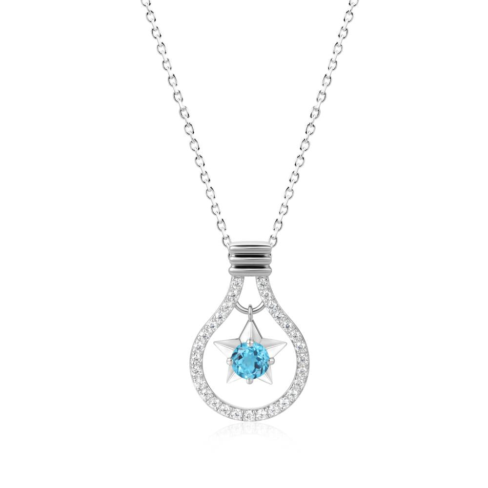 Lightbulb Star Green Amethyst Necklace - LUO Jewelry #gemstone_Swiss Blue Topaz