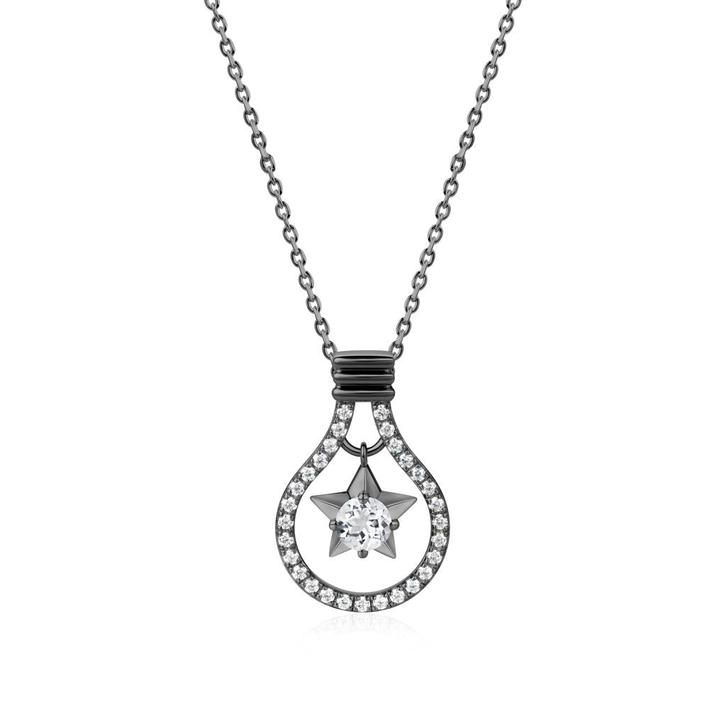 Lightbulb Star Green Amethyst Necklace - LUO Jewelry #gemstone_White Topaz