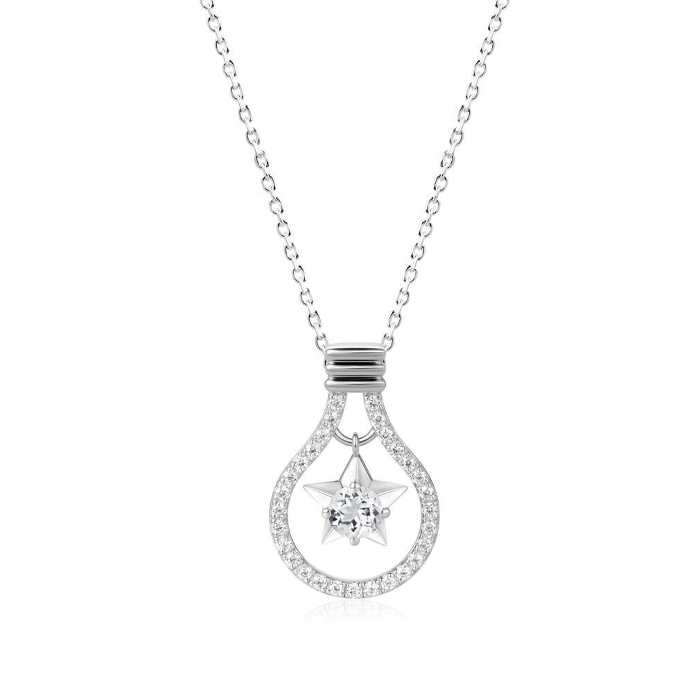 Lightbulb Star Green Amethyst Necklace - LUO Jewelry #gemstone_White Topaz
