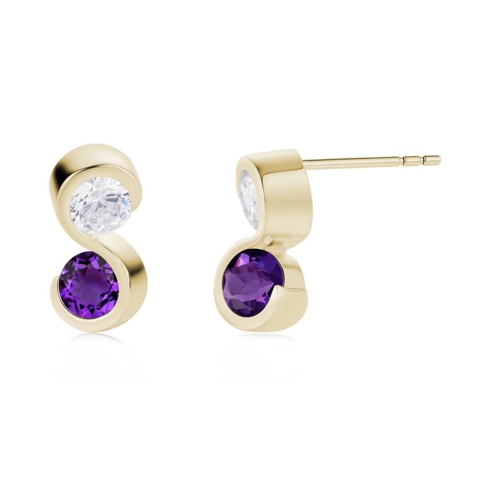 Infinity Dual Stone Alexandrite and Cubic Zirconia Stud Earrings - LUO Jewelry #gemstone_Amethyst and Cubic Zirconia