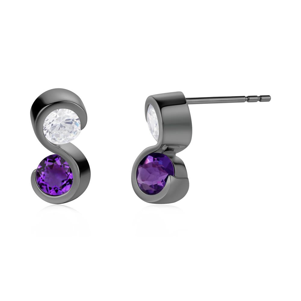 Infinity Dual Stone Alexandrite and Cubic Zirconia Stud Earrings - LUO Jewelry #gemstone_Amethyst and Cubic Zirconia