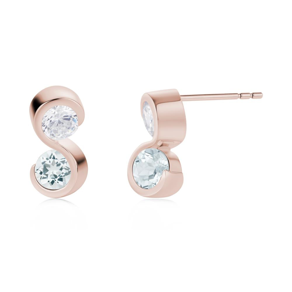 Infinity Dual Stone Alexandrite and Cubic Zirconia Stud Earrings - LUO Jewelry #gemstone_Aquamarine and Cubic Zirconia