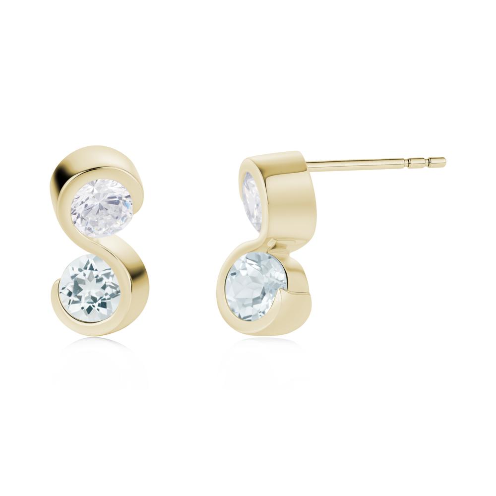 Infinity Dual Stone Alexandrite and Cubic Zirconia Stud Earrings - LUO Jewelry #gemstone_Aquamarine and Cubic Zirconia