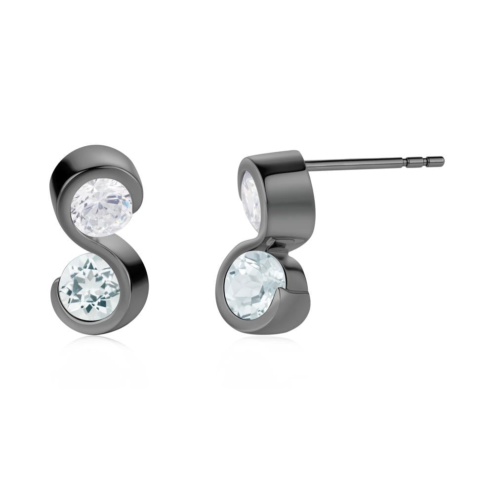 Infinity Dual Stone Alexandrite and Cubic Zirconia Stud Earrings - LUO Jewelry #gemstone_Aquamarine and Cubic Zirconia