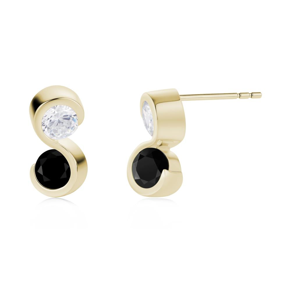 Infinity Dual Stone Alexandrite and Cubic Zirconia Stud Earrings - LUO Jewelry #gemstone_Black Spinel and Cubic Zirconia