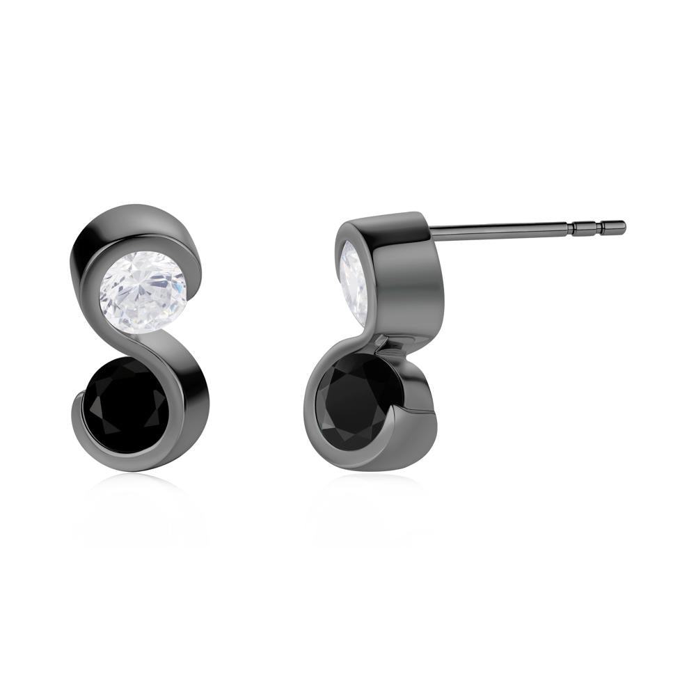 Infinity Dual Stone Alexandrite and Cubic Zirconia Stud Earrings - LUO Jewelry #gemstone_Black Spinel and Cubic Zirconia
