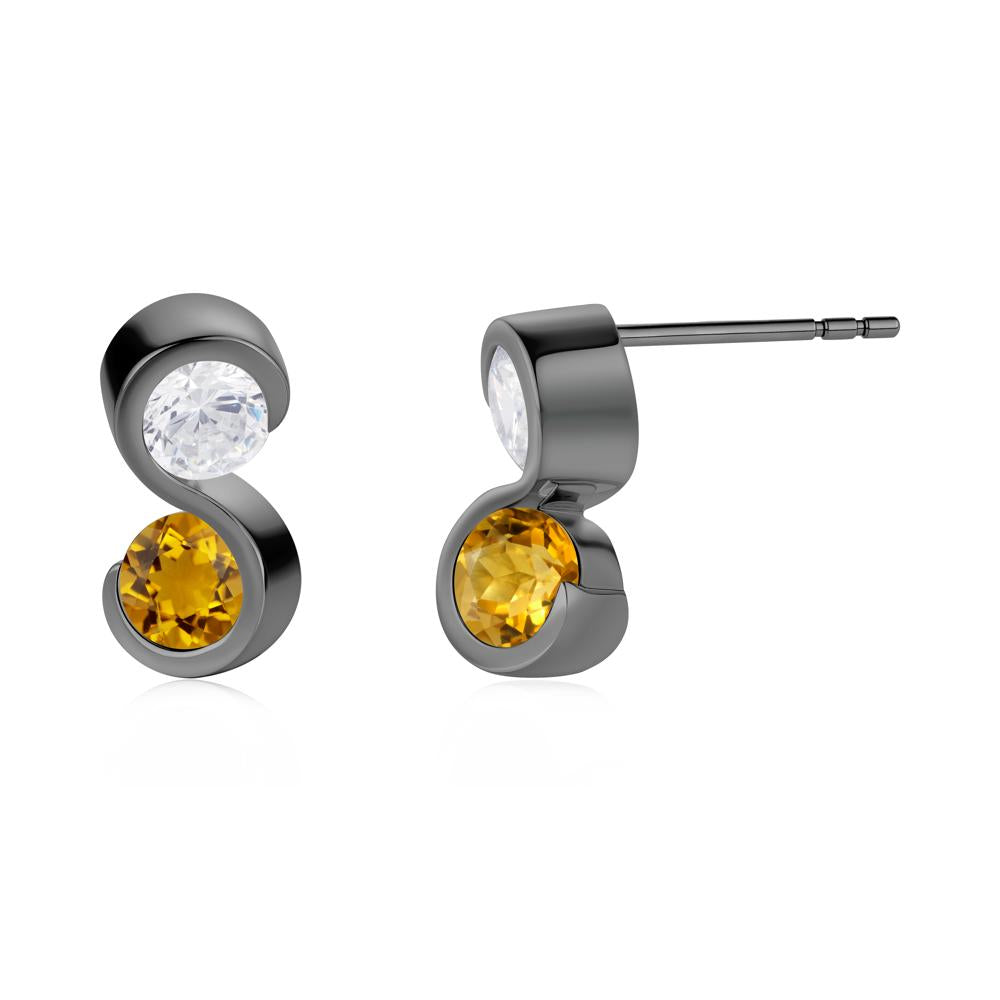 Infinity Dual Stone Alexandrite and Cubic Zirconia Stud Earrings - LUO Jewelry #gemstone_Citrine and Cubic Zirconia