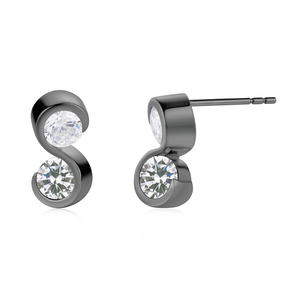 Infinity Dual Stone Alexandrite and Cubic Zirconia Stud Earrings - LUO Jewelry #gemstone_Cubic Zirconia