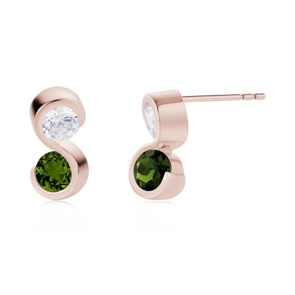 Infinity Dual Stone Alexandrite and Cubic Zirconia Stud Earrings - LUO Jewelry #gemstone_Cubic Zirconia and Diopside