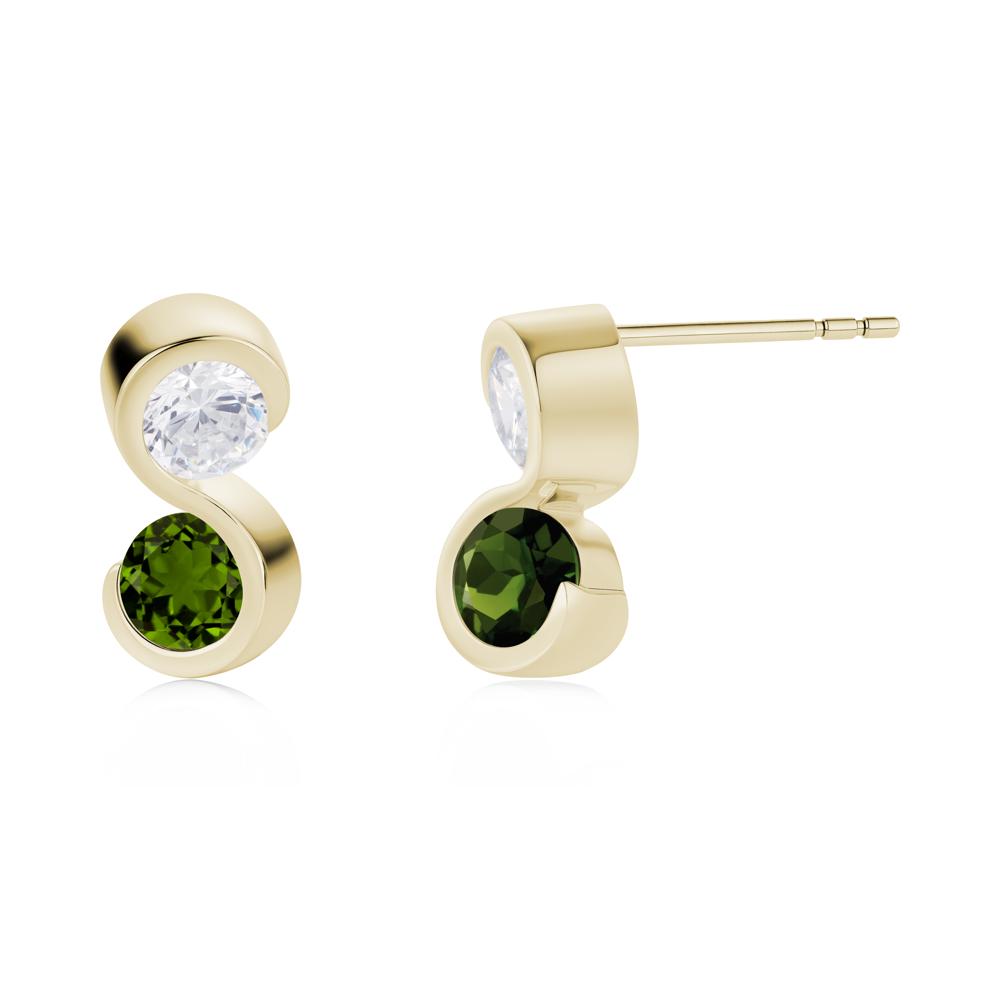 Infinity Dual Stone Alexandrite and Cubic Zirconia Stud Earrings - LUO Jewelry #gemstone_Cubic Zirconia and Diopside