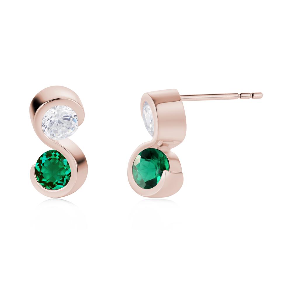 Infinity Dual Stone Alexandrite and Cubic Zirconia Stud Earrings - LUO Jewelry #gemstone_Cubic Zirconia and Emerald