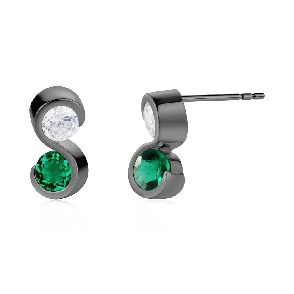 Infinity Dual Stone Alexandrite and Cubic Zirconia Stud Earrings - LUO Jewelry #gemstone_Cubic Zirconia and Emerald