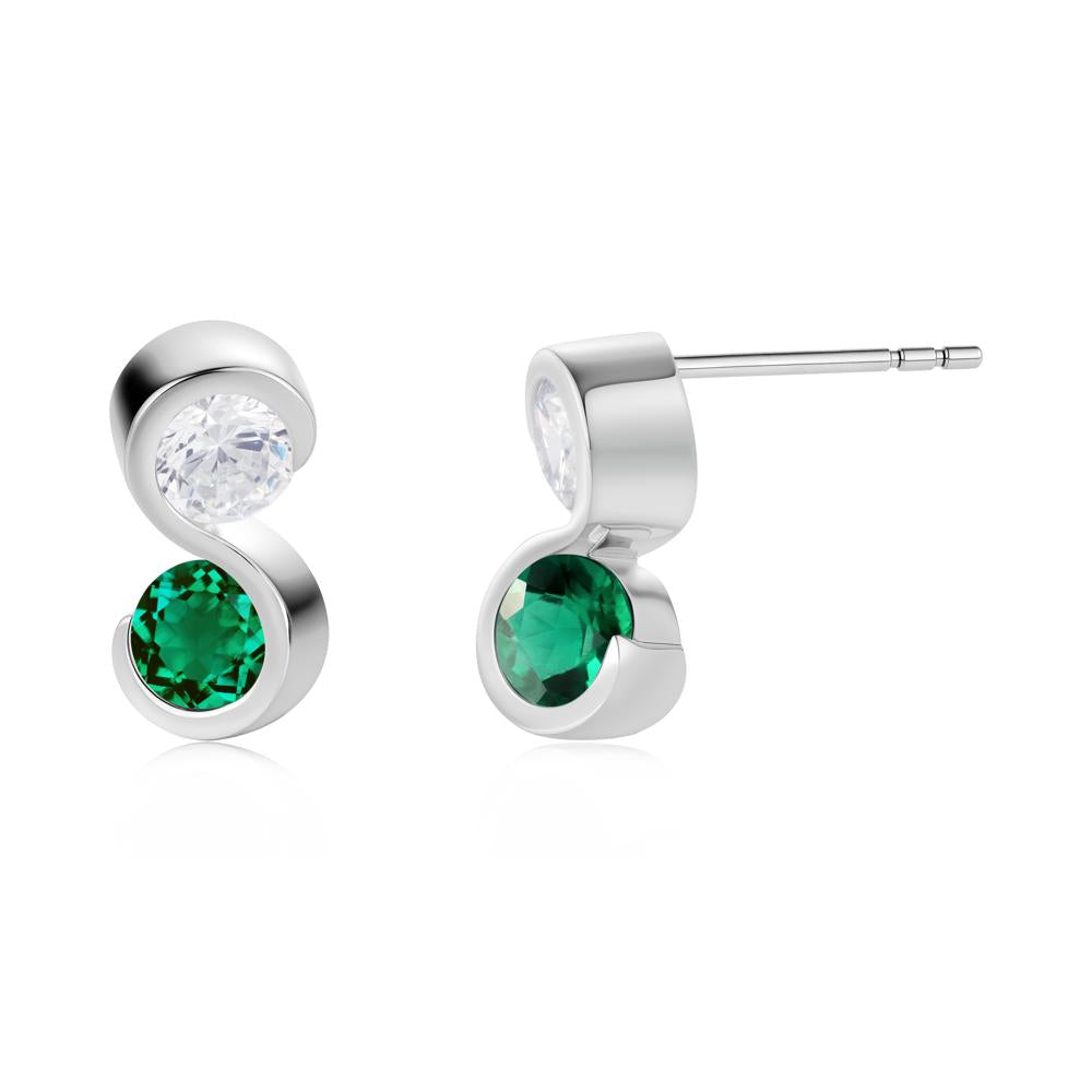 Infinity Dual Stone Alexandrite and Cubic Zirconia Stud Earrings - LUO Jewelry #gemstone_Cubic Zirconia and Emerald