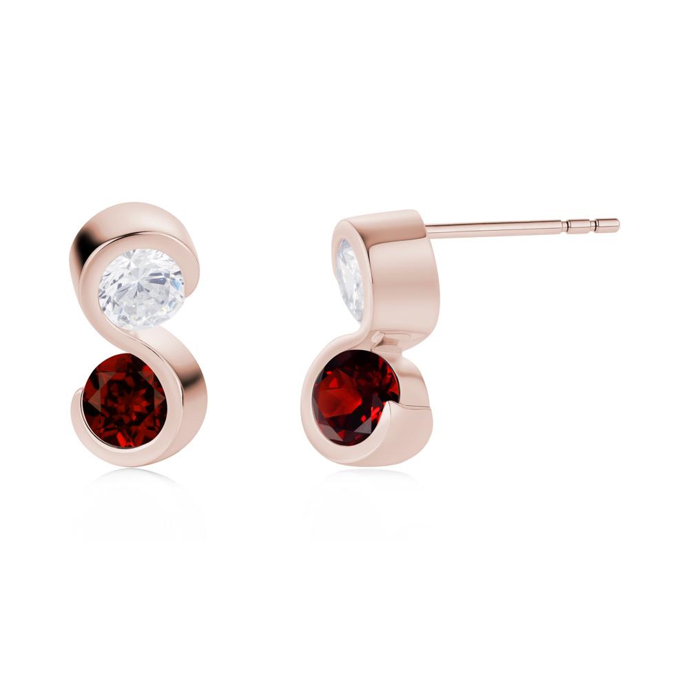 Infinity Dual Stone Alexandrite and Cubic Zirconia Stud Earrings - LUO Jewelry #gemstone_Cubic Zirconia and Garnet