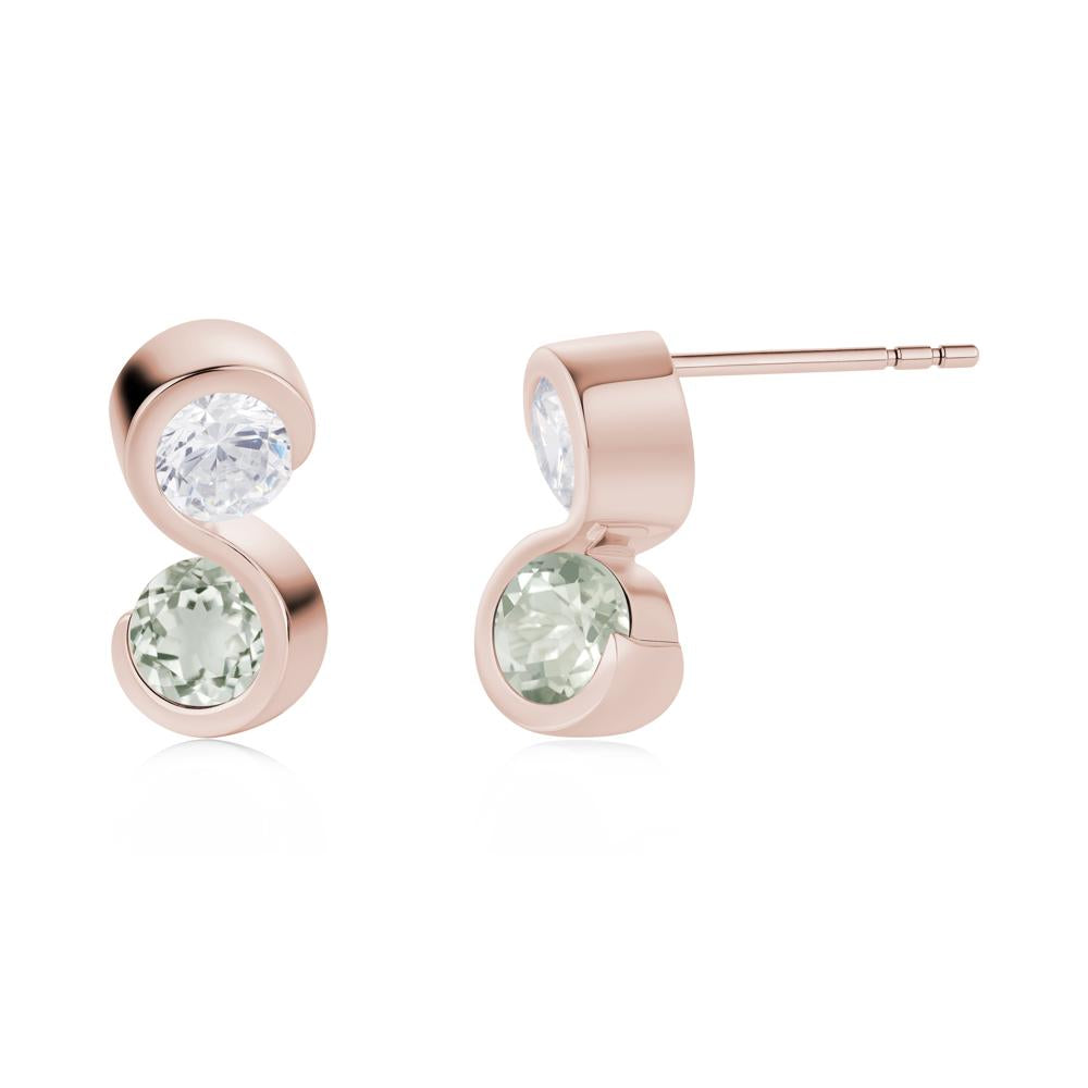 Infinity Dual Stone Alexandrite and Cubic Zirconia Stud Earrings - LUO Jewelry #gemstone_Cubic Zirconia and Green Amethyst