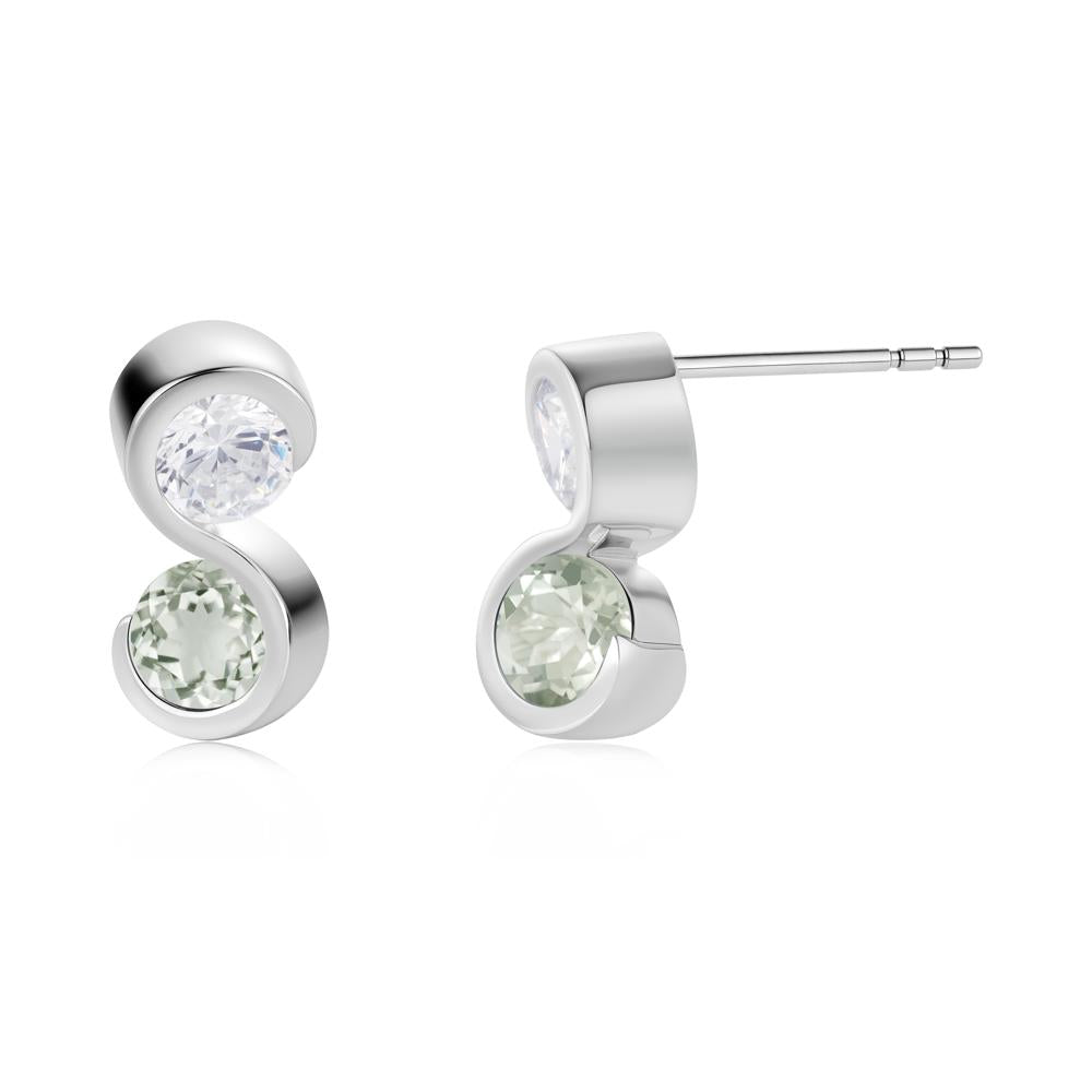 Infinity Dual Stone Alexandrite and Cubic Zirconia Stud Earrings - LUO Jewelry #gemstone_Cubic Zirconia and Green Amethyst