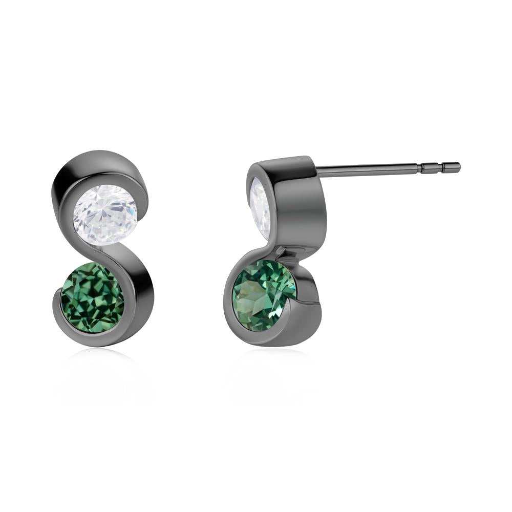 Infinity Dual Stone Alexandrite and Cubic Zirconia Stud Earrings - LUO Jewelry #gemstone_Cubic Zirconia and Green Sapphire