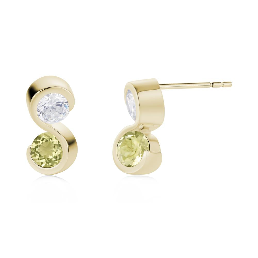 Infinity Dual Stone Alexandrite and Cubic Zirconia Stud Earrings - LUO Jewelry #gemstone_Cubic Zirconia and Lemon Quartz