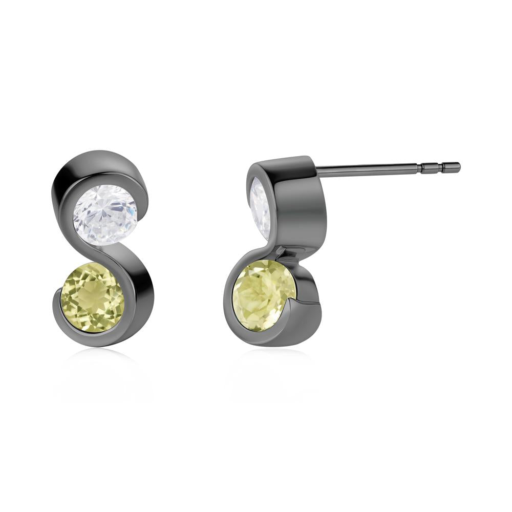Infinity Dual Stone Alexandrite and Cubic Zirconia Stud Earrings - LUO Jewelry #gemstone_Cubic Zirconia and Lemon Quartz