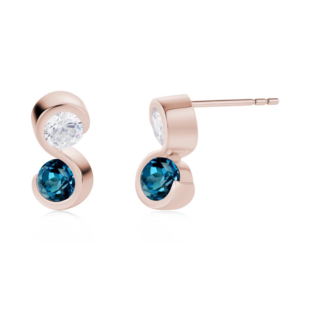 Infinity Dual Stone Alexandrite and Cubic Zirconia Stud Earrings - LUO Jewelry #gemstone_Cubic Zirconia and London Blue Topaz
