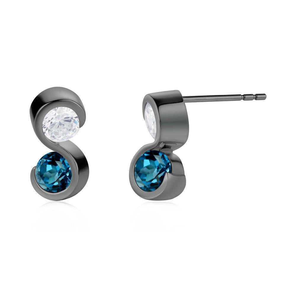 Infinity Dual Stone Alexandrite and Cubic Zirconia Stud Earrings - LUO Jewelry #gemstone_Cubic Zirconia and London Blue Topaz