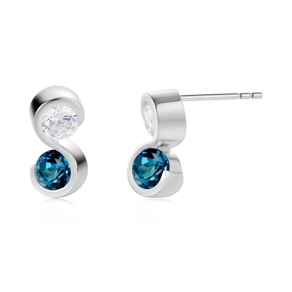 Infinity Dual Stone Alexandrite and Cubic Zirconia Stud Earrings - LUO Jewelry #gemstone_Cubic Zirconia and London Blue Topaz