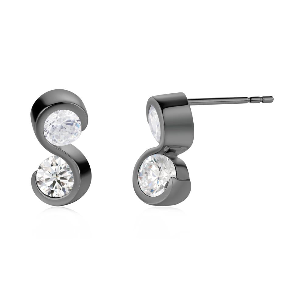 Infinity Dual Stone Alexandrite and Cubic Zirconia Stud Earrings - LUO Jewelry #gemstone_Cubic Zirconia and Moissanite