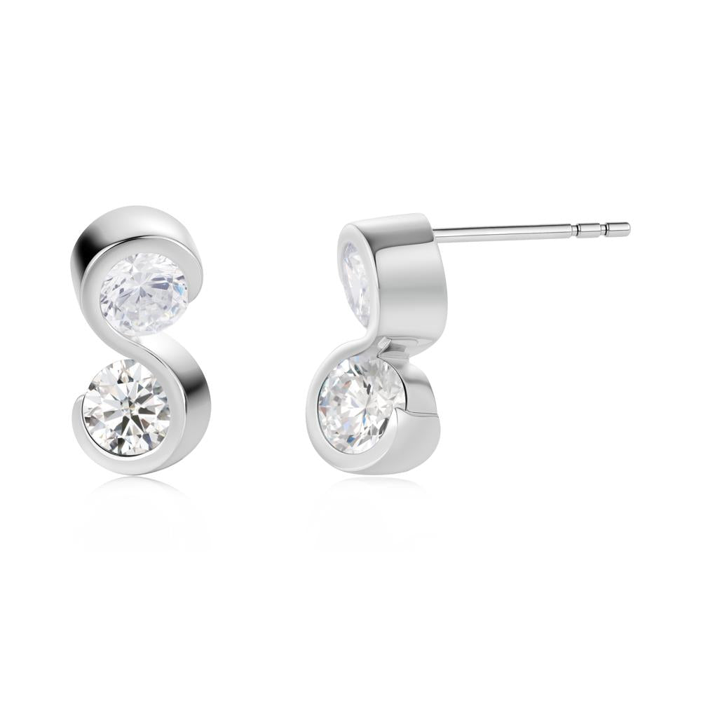Infinity Dual Stone Alexandrite and Cubic Zirconia Stud Earrings - LUO Jewelry #gemstone_Cubic Zirconia and Moissanite