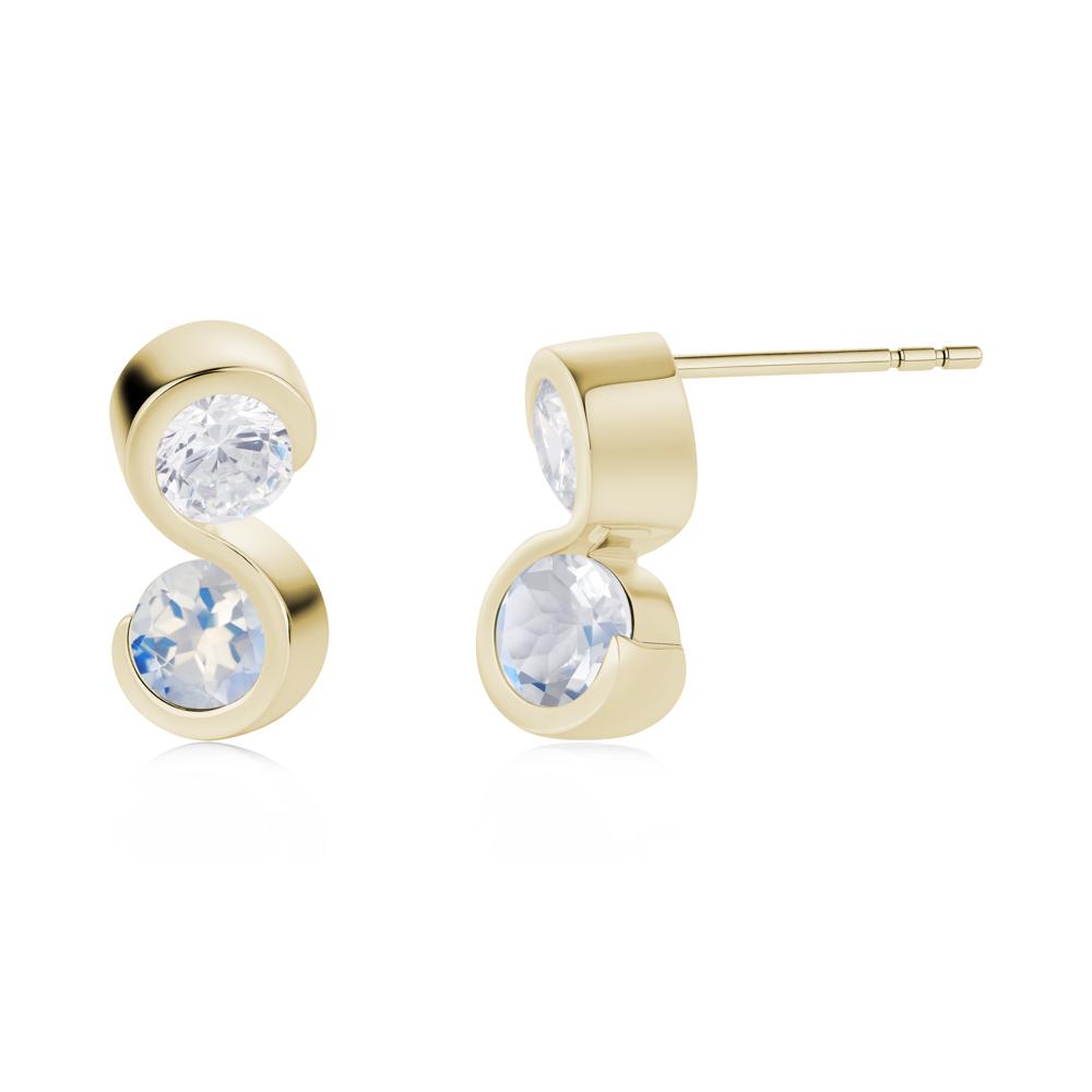 Infinity Dual Stone Alexandrite and Cubic Zirconia Stud Earrings - LUO Jewelry #gemstone_Cubic Zirconia and Moonstone