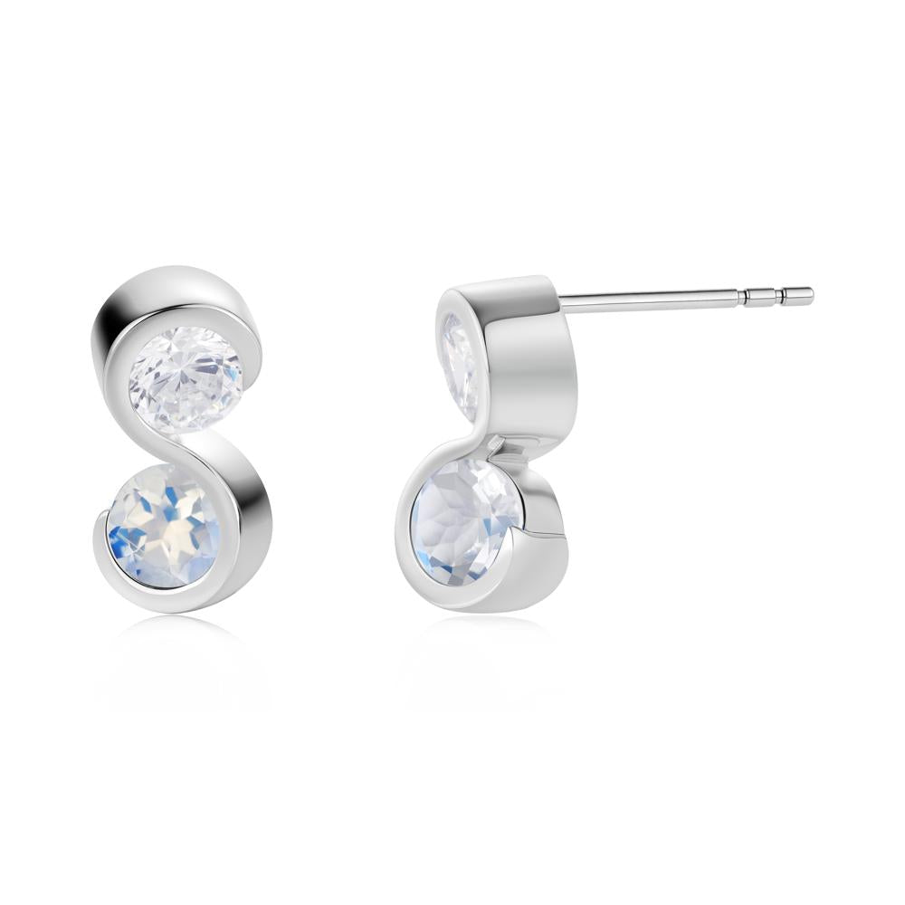 Infinity Dual Stone Alexandrite and Cubic Zirconia Stud Earrings - LUO Jewelry #gemstone_Cubic Zirconia and Moonstone
