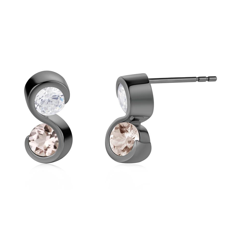 Infinity Dual Stone Alexandrite and Cubic Zirconia Stud Earrings - LUO Jewelry #gemstone_Cubic Zirconia and Morganite