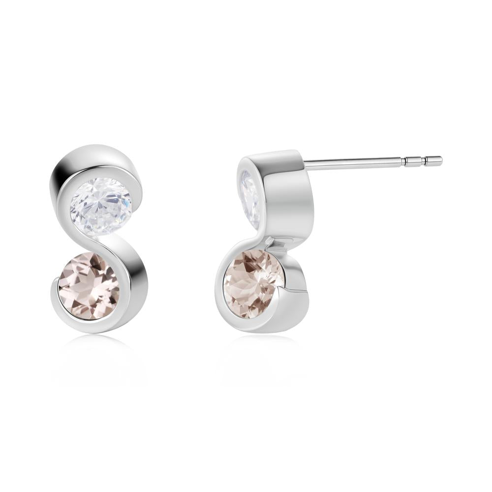 Infinity Dual Stone Alexandrite and Cubic Zirconia Stud Earrings - LUO Jewelry #gemstone_Cubic Zirconia and Morganite