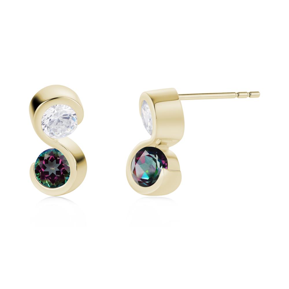 Infinity Dual Stone Alexandrite and Cubic Zirconia Stud Earrings - LUO Jewelry #gemstone_Cubic Zirconia and Mystic Topaz
