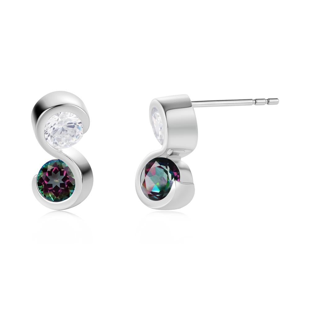 Infinity Dual Stone Alexandrite and Cubic Zirconia Stud Earrings - LUO Jewelry #gemstone_Cubic Zirconia and Mystic Topaz