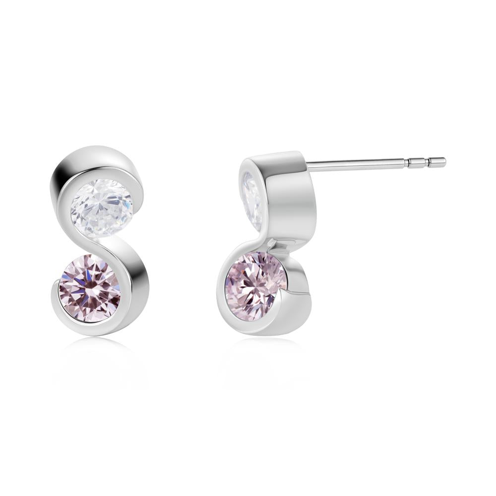 Infinity Dual Stone Alexandrite and Cubic Zirconia Stud Earrings - LUO Jewelry #gemstone_Cubic Zirconia and Pink Cubic Zirconia