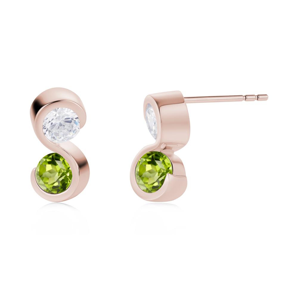 Infinity Dual Stone Alexandrite and Cubic Zirconia Stud Earrings - LUO Jewelry #gemstone_Cubic Zirconia and Peridot