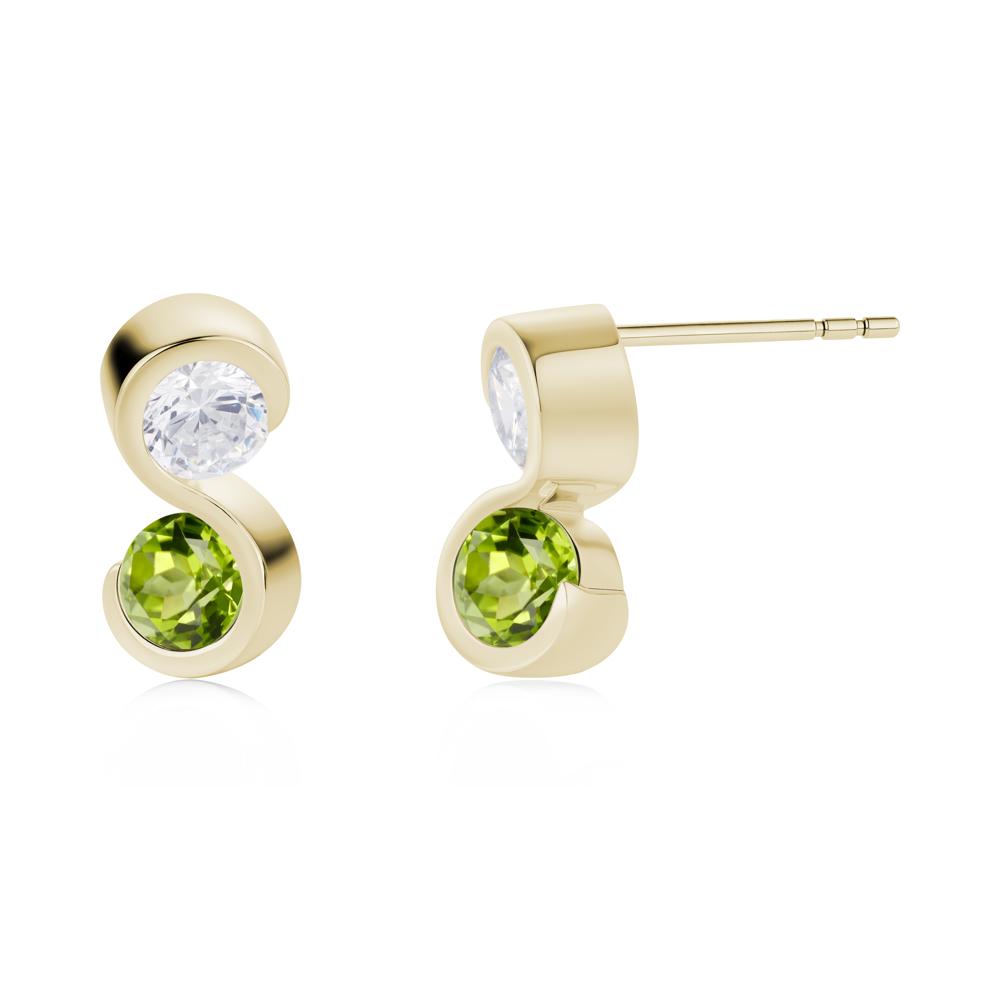 Infinity Dual Stone Alexandrite and Cubic Zirconia Stud Earrings - LUO Jewelry #gemstone_Cubic Zirconia and Peridot