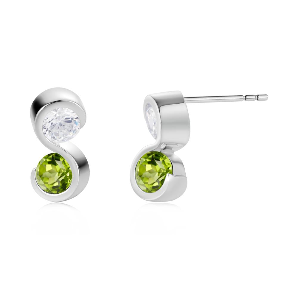 Infinity Dual Stone Alexandrite and Cubic Zirconia Stud Earrings - LUO Jewelry #gemstone_Cubic Zirconia and Peridot
