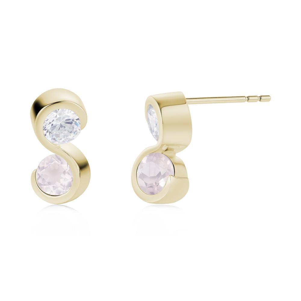 Infinity Dual Stone Alexandrite and Cubic Zirconia Stud Earrings - LUO Jewelry #gemstone_Cubic Zirconia and Rose Quartz