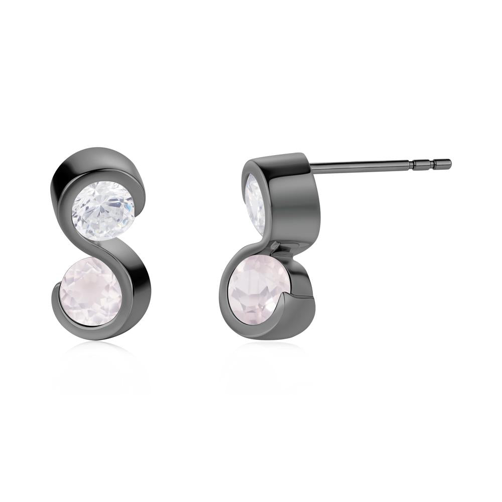 Infinity Dual Stone Alexandrite and Cubic Zirconia Stud Earrings - LUO Jewelry #gemstone_Cubic Zirconia and Rose Quartz