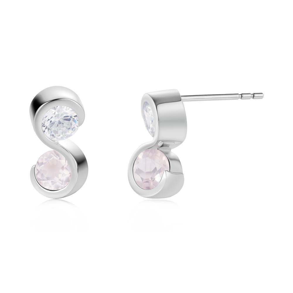 Infinity Dual Stone Alexandrite and Cubic Zirconia Stud Earrings - LUO Jewelry #gemstone_Cubic Zirconia and Rose Quartz