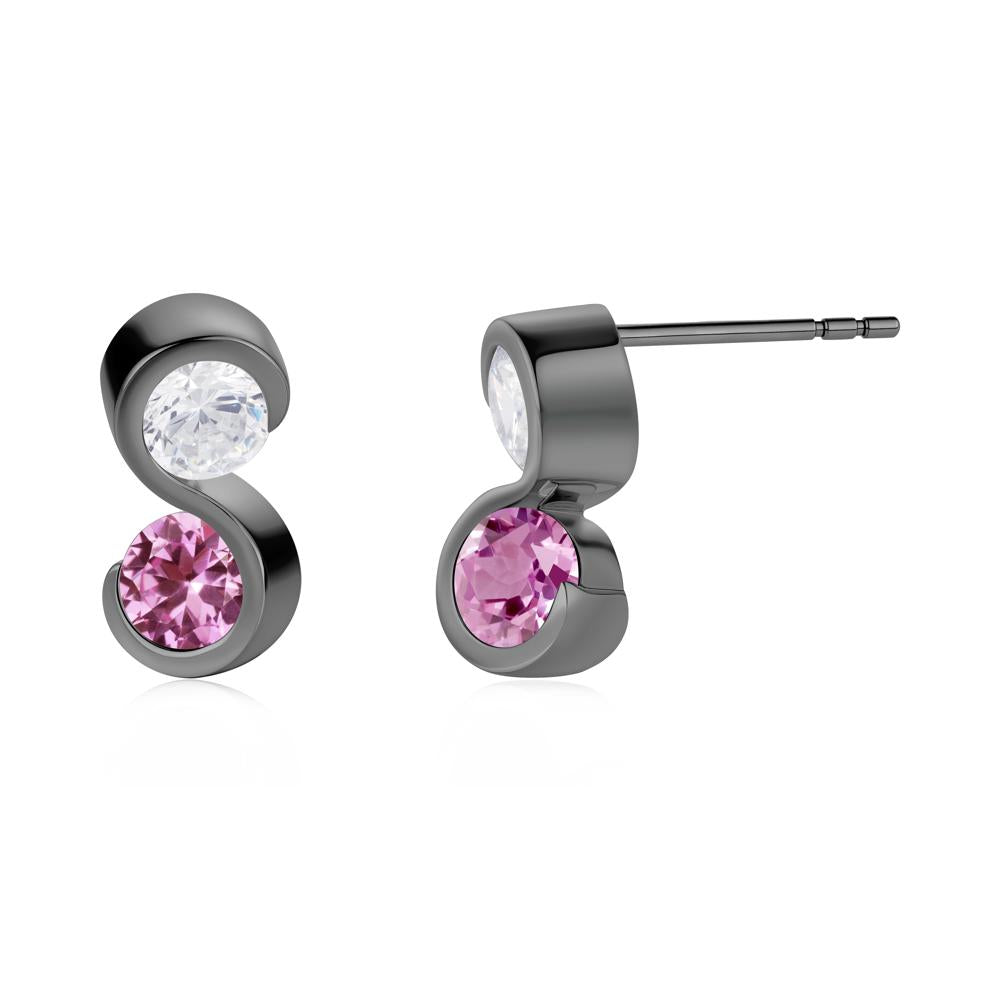 Infinity Dual Stone Alexandrite and Cubic Zirconia Stud Earrings - LUO Jewelry #gemstone_Cubic Zirconia and Pink Sapphire