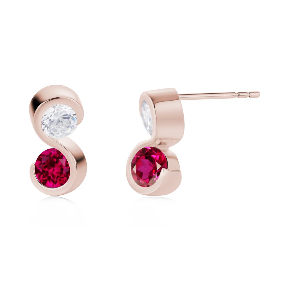 Infinity Dual Stone Alexandrite and Cubic Zirconia Stud Earrings - LUO Jewelry #gemstone_Cubic Zirconia and Ruby