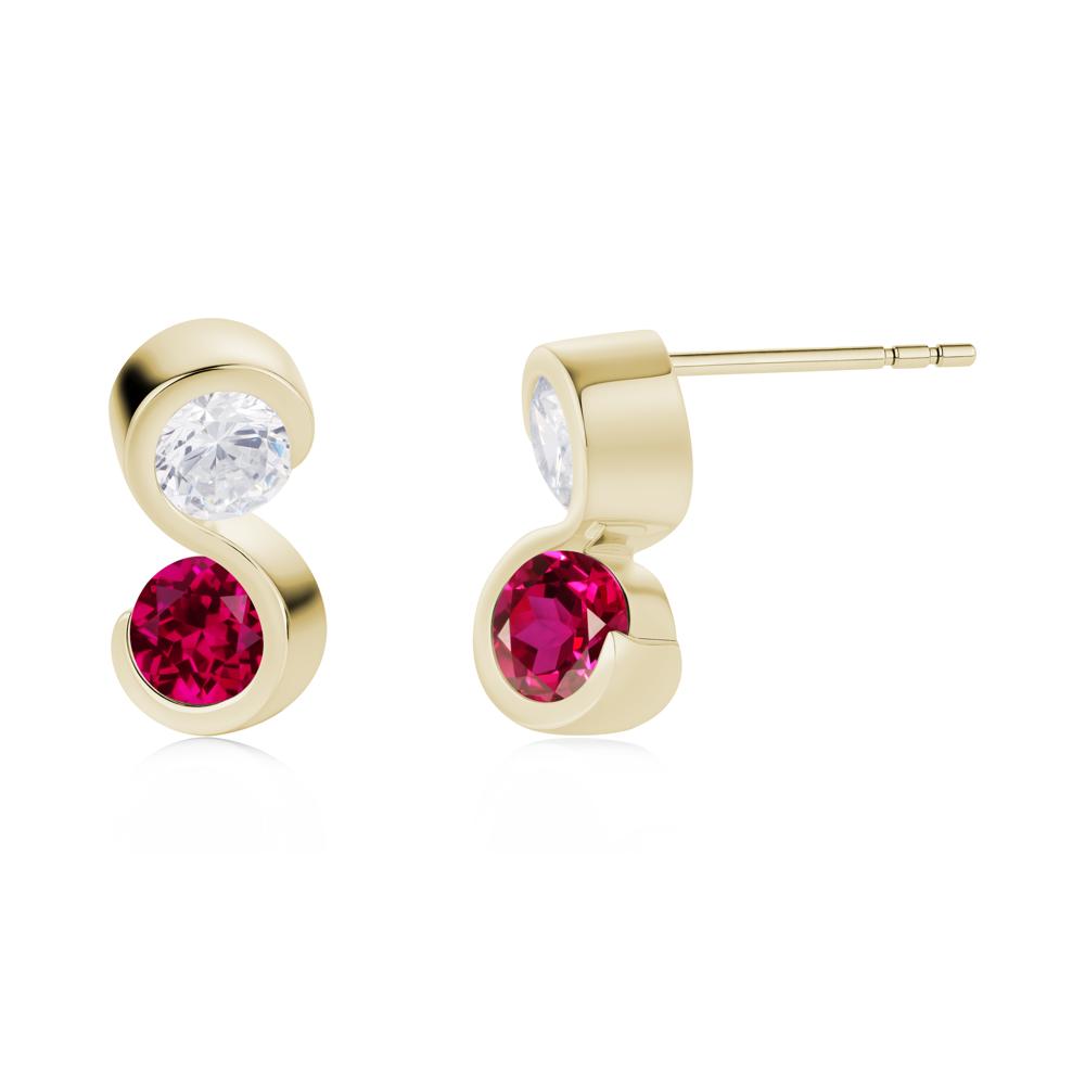 Infinity Dual Stone Alexandrite and Cubic Zirconia Stud Earrings - LUO Jewelry #gemstone_Cubic Zirconia and Ruby
