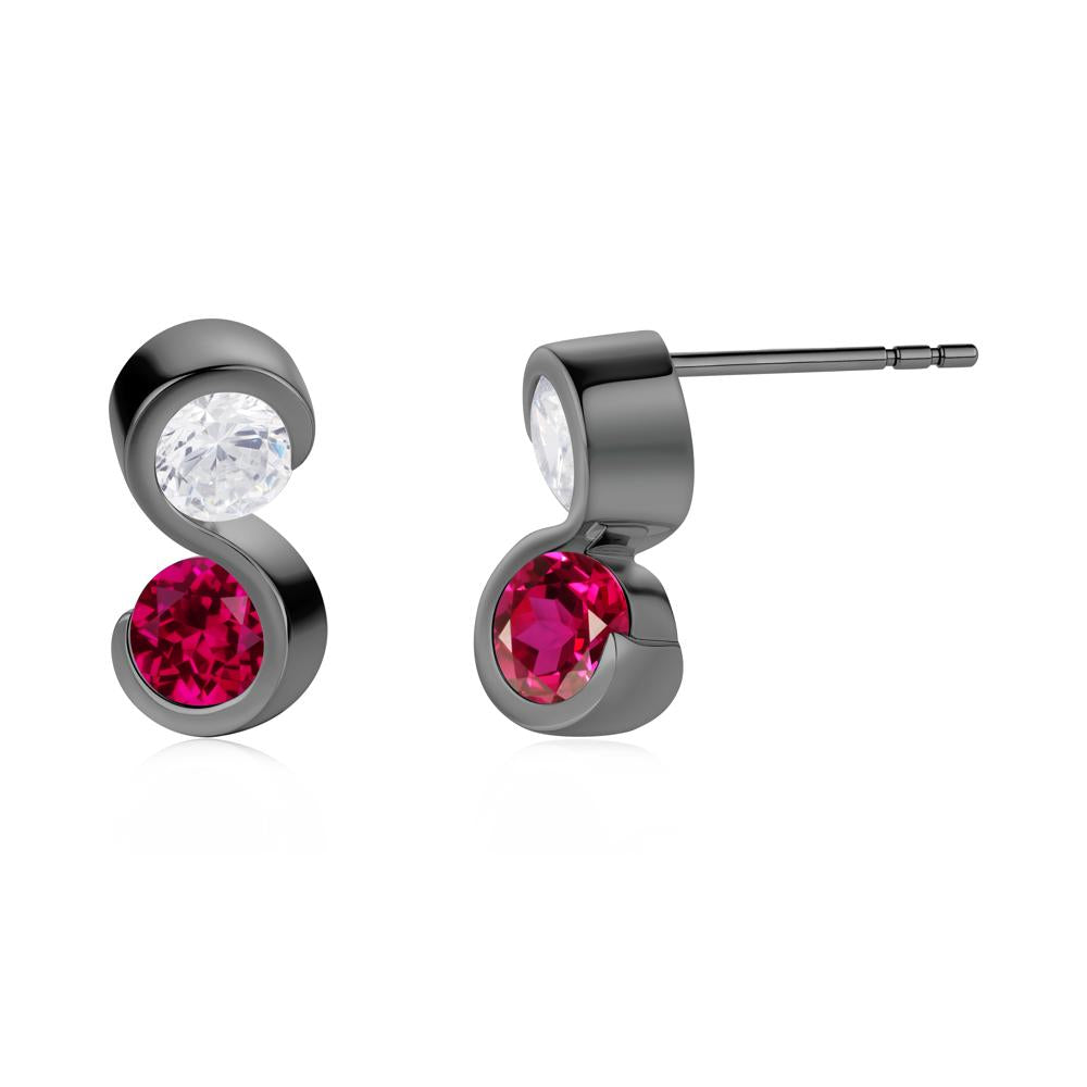 Infinity Dual Stone Alexandrite and Cubic Zirconia Stud Earrings - LUO Jewelry #gemstone_Cubic Zirconia and Ruby