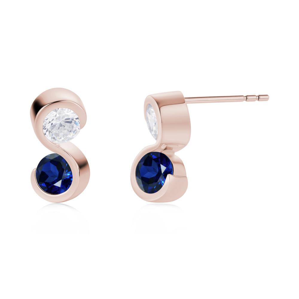 Infinity Dual Stone Alexandrite and Cubic Zirconia Stud Earrings - LUO Jewelry #gemstone_Cubic Zirconia and Sapphire
