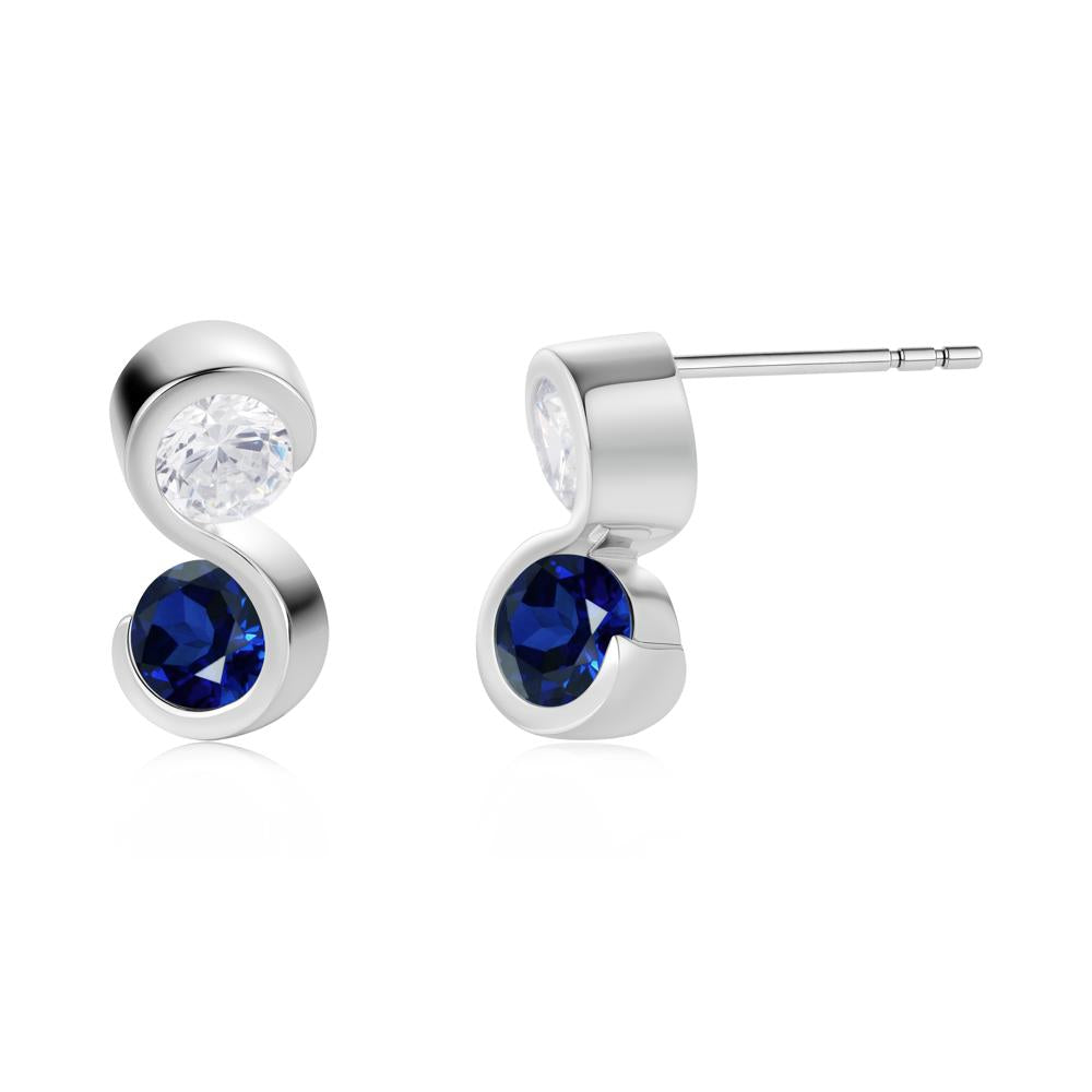 Infinity Dual Stone Alexandrite and Cubic Zirconia Stud Earrings - LUO Jewelry #gemstone_Cubic Zirconia and Sapphire