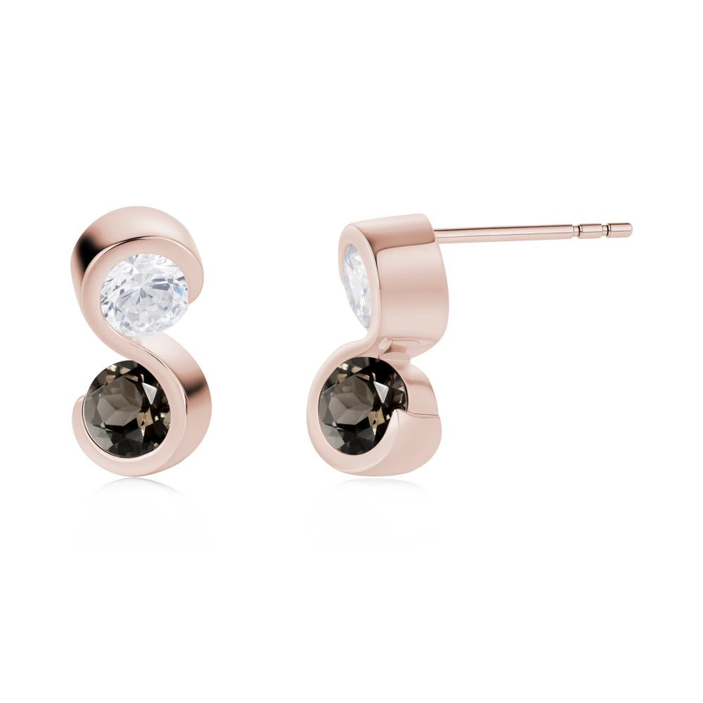 Infinity Dual Stone Alexandrite and Cubic Zirconia Stud Earrings - LUO Jewelry #gemstone_Cubic Zirconia and Smoky Quartz