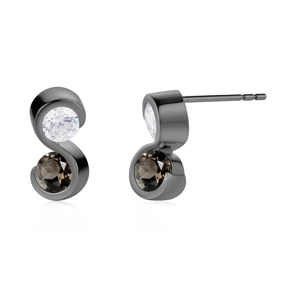 Infinity Dual Stone Alexandrite and Cubic Zirconia Stud Earrings - LUO Jewelry #gemstone_Cubic Zirconia and Smoky Quartz
