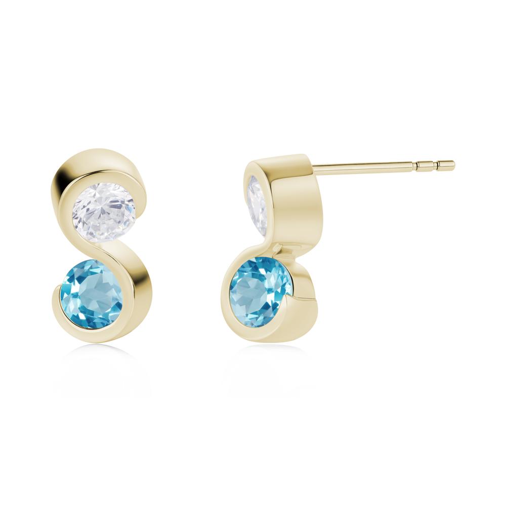 Infinity Dual Stone Alexandrite and Cubic Zirconia Stud Earrings - LUO Jewelry #gemstone_Cubic Zirconia and Swiss Blue Topaz